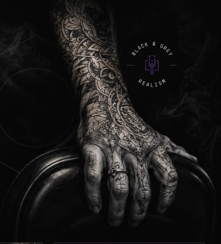 Healed black & grey sleeve — placeholder reference photo